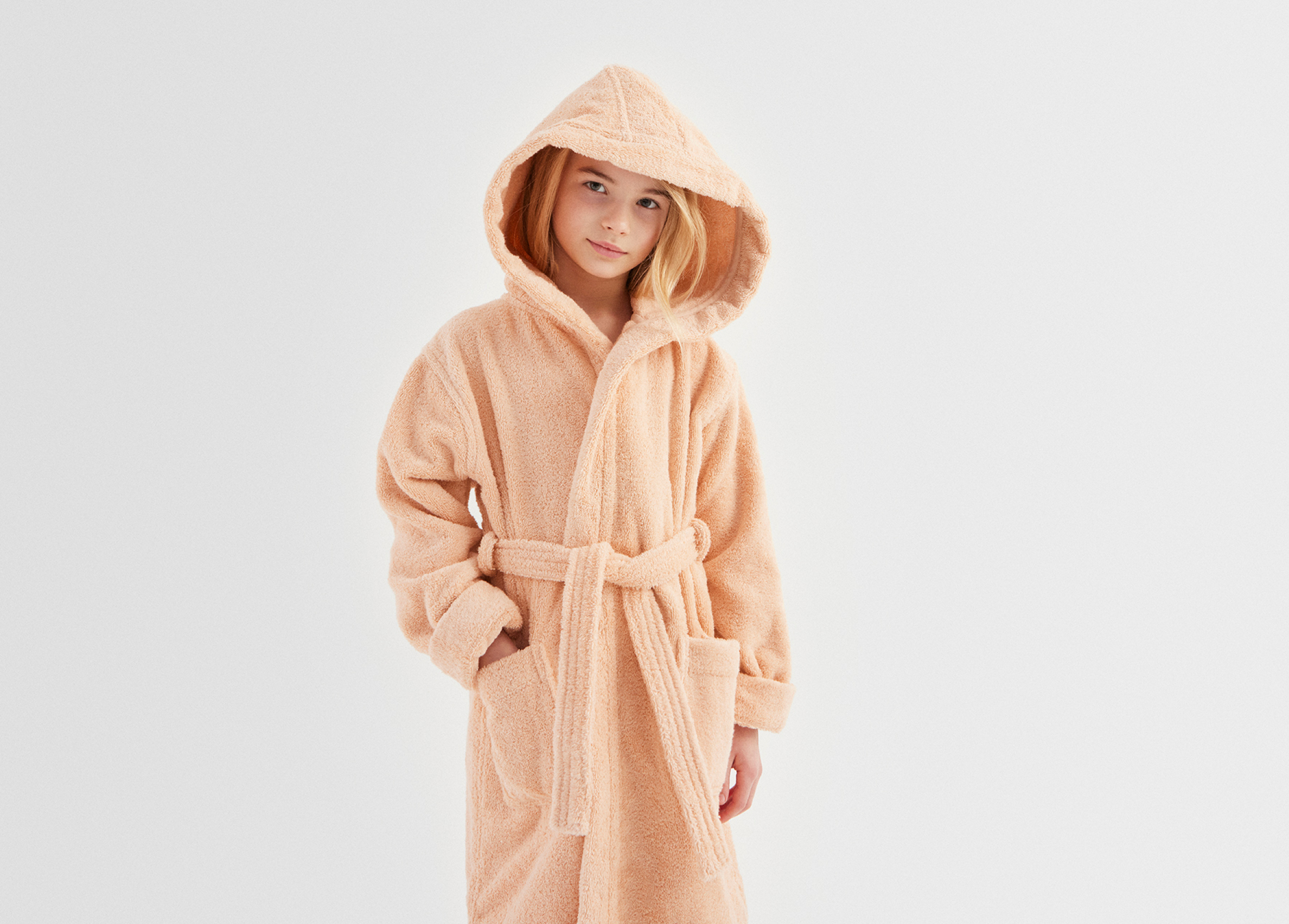 Cotton, comfy bathrobe with a hood for kids 